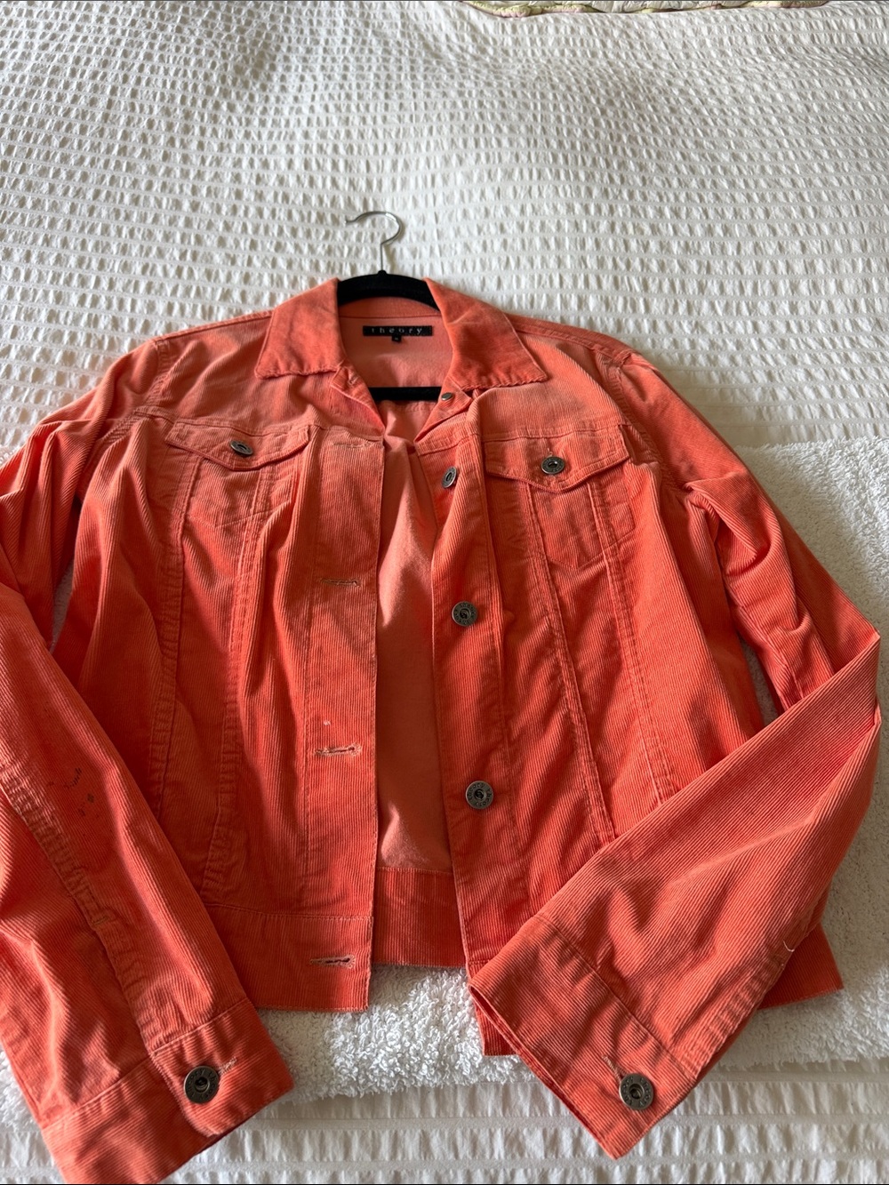 Theory Coral Orange Bomber Jacket